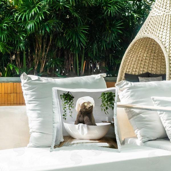 Stupell Industries CAD Designs | Bear In Refreshing Spa Bath Printed Throw Pillow