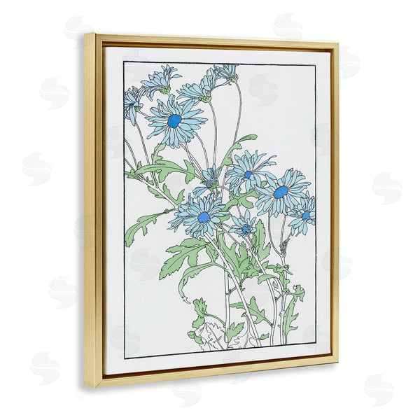 Stupell Industries CAD Designs | Blue Daisies Detailed Outline