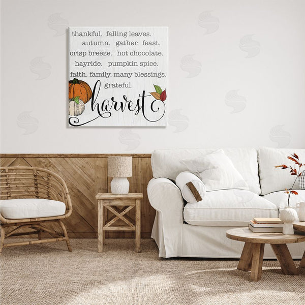 Stupell Industries CAD Designs | Fall Harvest Phrase List Farm Pumpkins Autumn Leaves Wall Art