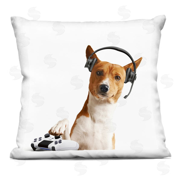 stupell industries CAD Designs | Gaming Dog with Headset Printed Throw Pillow