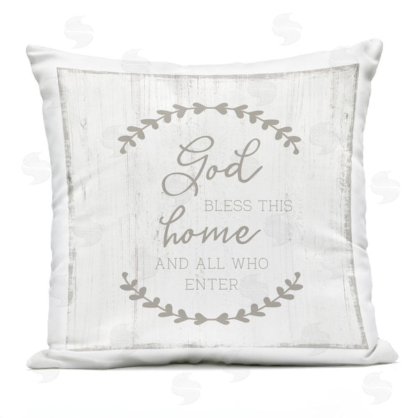Stupell Industries CAD Designs | God Bless All Who Enter Printed Throw Pillow