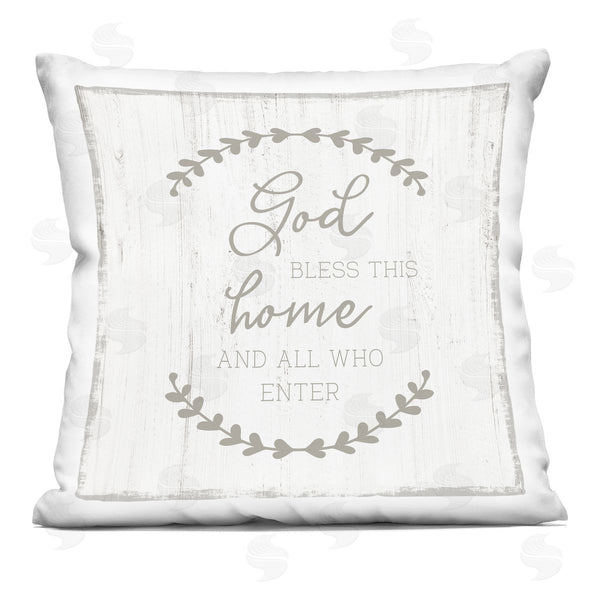 stupell industries CAD Designs | God Bless All Who Enter Printed Throw Pillow