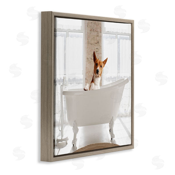 Stupell Industries CAD Designs | Happy Dog In Bathroom Tub
