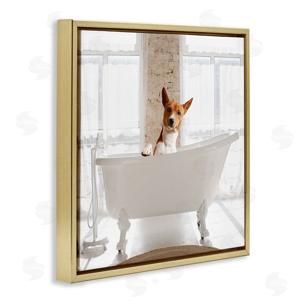 Stupell Industries CAD Designs | Happy Dog In Bathroom Tub