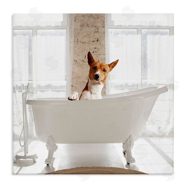 stupell industries CAD Designs | Happy Dog in Bathroom Tub