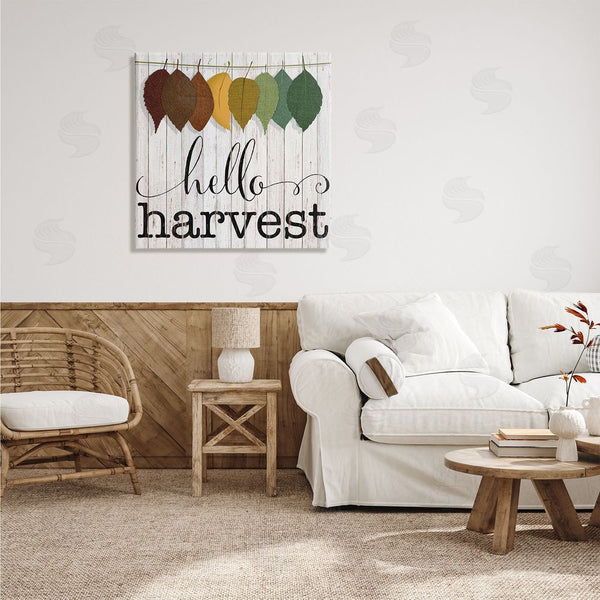 Stupell Industries CAD Designs | Hello Harvest Greeting Autumn Leaves Foliage Illustration Wall Art