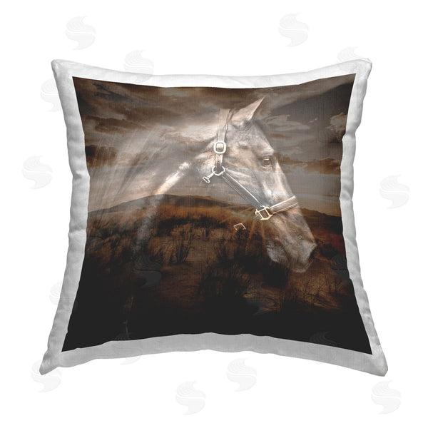 stupell industries CAD Designs | Horse over Nature Visage Printed Throw Pillow