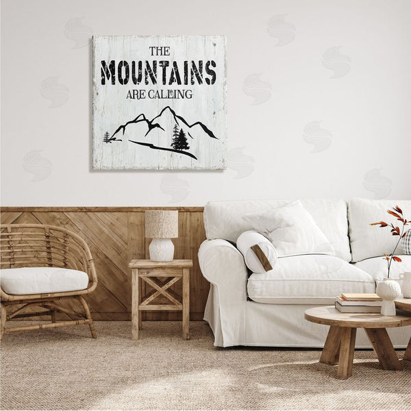 Stupell Industries CAD Designs | Mountains Are Calling Rustic Phrase Distressed Plank Pattern Wall Art