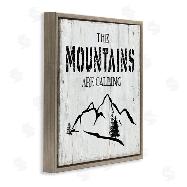 Stupell Industries CAD Designs | Mountains Are Calling Rustic Phrase Distressed Plank Pattern Wall Art