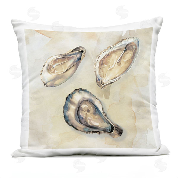 Stupell Industries CAD Designs | Oyster Trio On Beige Printed Throw Pillow