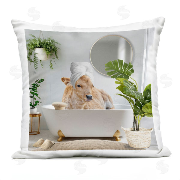 Stupell Industries CAD Designs | Pampered Cow In Bath Printed Throw Pillow