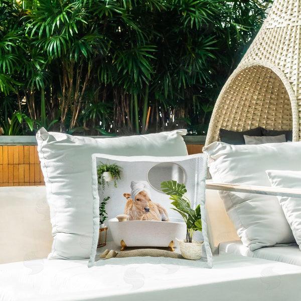 Stupell Industries CAD Designs | Pampered Cow In Bath Printed Throw Pillow