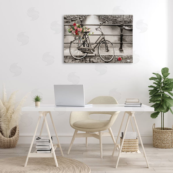 Stupell Industries CAD Designs | Rose Filled Bike Over Canal Wall Art