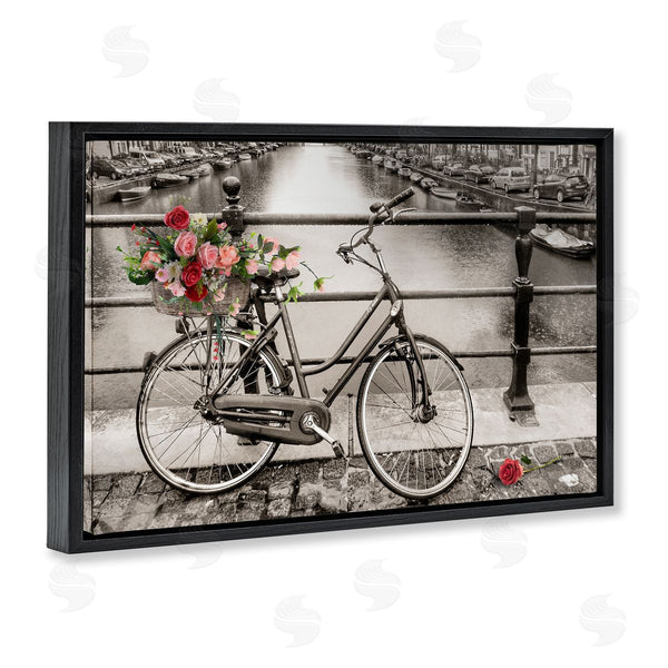 Stupell Industries CAD Designs | Rose Filled Bike Over Canal Wall Art