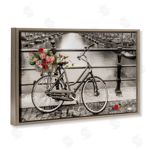 Stupell Industries CAD Designs | Rose Filled Bike Over Canal Wall Art