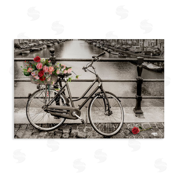 stupell industries CAD Designs | Rose Filled Bike over Canal Wall Art