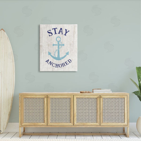 Stupell Industries CAD Designs | Stay Anchored Rustic Nautical Beach Typography Wall Art