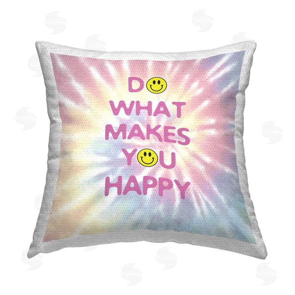 Stupell Industries CAD Designs | Tie Dye Happy Phrase Printed Throw Pillow