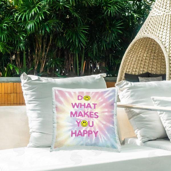 Stupell Industries CAD Designs | Tie Dye Happy Phrase Printed Throw Pillow