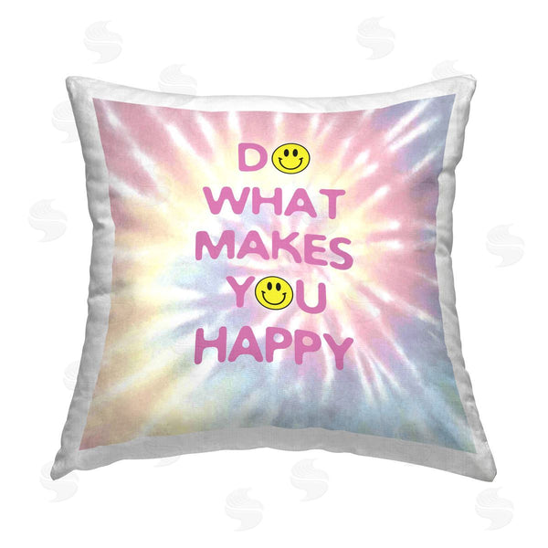 stupell industries CAD Designs | Tie Dye Happy Phrase Printed Throw Pillow