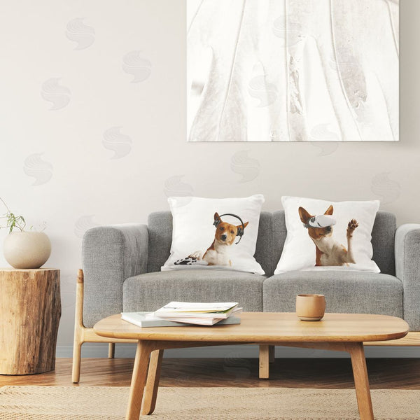 Stupell Industries CAD Designs | Video Game Dogs With VR Printed Throw Pillow Set