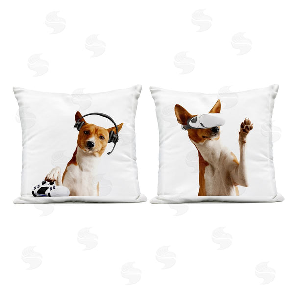 Stupell Industries CAD Designs | Video Game Dogs With VR Printed Throw Pillow Set