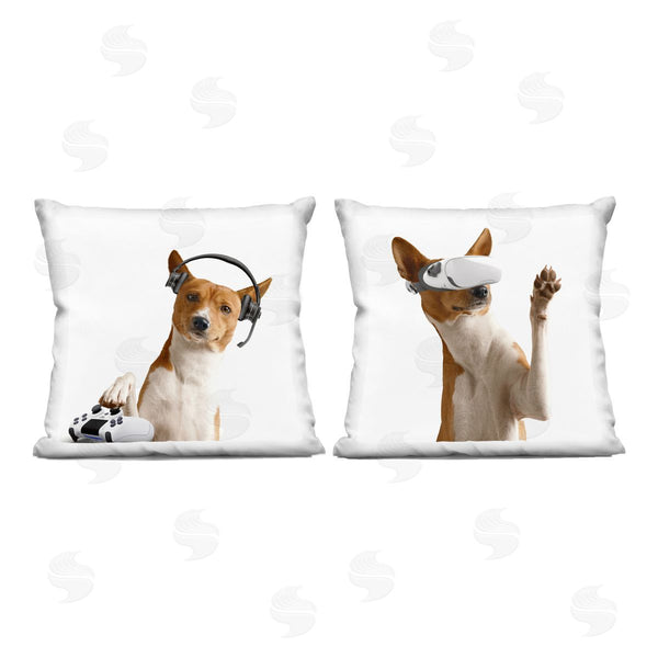 stupell industries CAD Designs | Video Game Dogs with VR Printed Throw Pillow Set