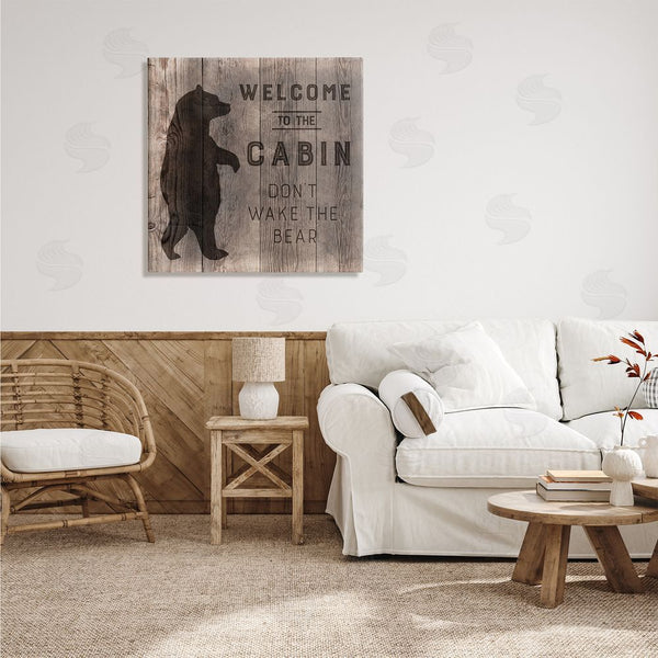 Stupell Industries CAD Designs | Welcome To Cabin Don�t Wake Bear Rustic Phrase Wall Art