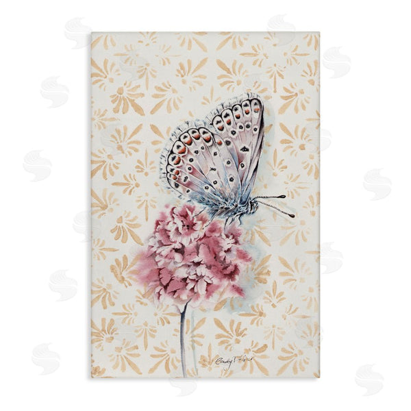 stupell industries Cady Driver | Butterfly & Flower over Pattern Wall Art