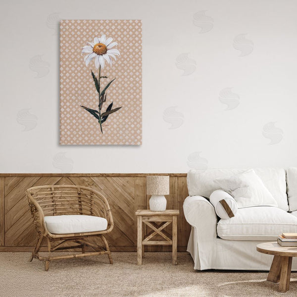 Stupell Industries Cady Driver | Daisy Sprig Over Neutral Geometric Wall Art