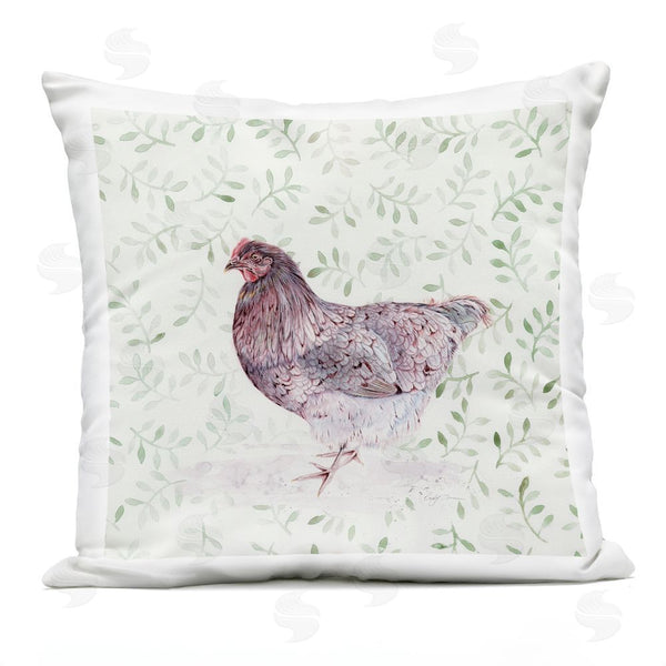Stupell Industries Cady Driver | Hen Portrait On Leaf Sprigs Printed Throw Pillow