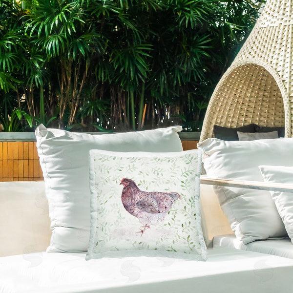 Stupell Industries Cady Driver | Hen Portrait On Leaf Sprigs Printed Throw Pillow