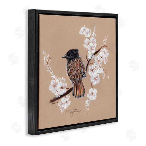 Stupell Industries Cady Driver | Perched Bird Neutral Apple Blossoms Wall Art