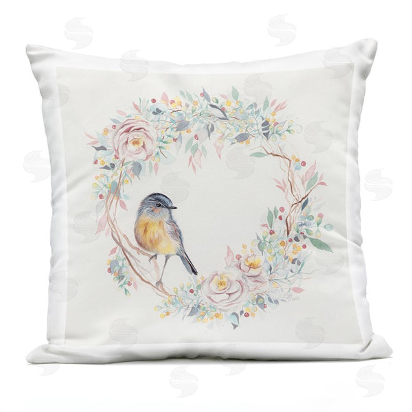 Stupell Industries Cady Driver | Spring Bird On Flower Wreath Printed Throw Pillow