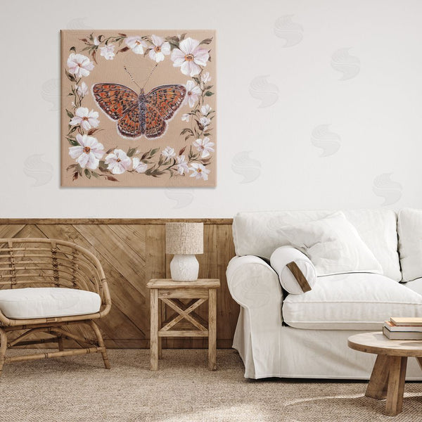 Stupell Industries Cady Driver | Vintage Butterfly With Blossom Border Wall Art