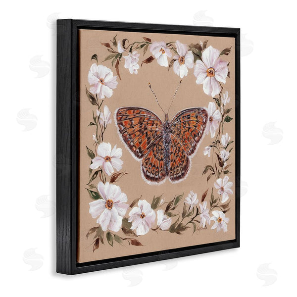 Stupell Industries Cady Driver | Vintage Butterfly With Blossom Border Wall Art
