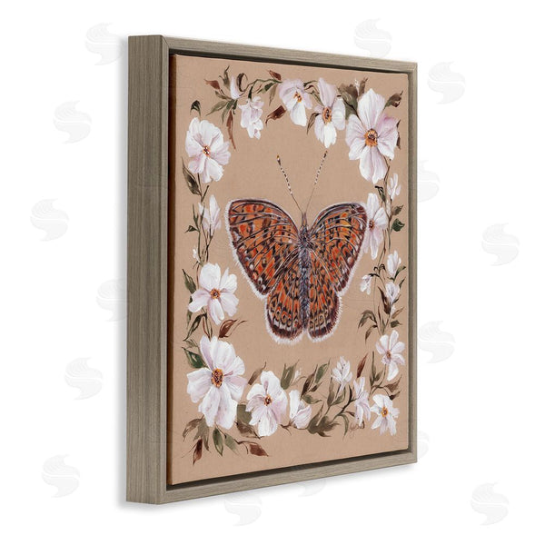 Stupell Industries Cady Driver | Vintage Butterfly With Blossom Border Wall Art