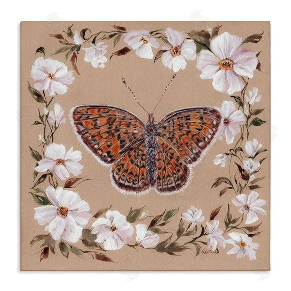 stupell industries Cady Driver | Vintage Butterfly with Blossom Border Wall Art