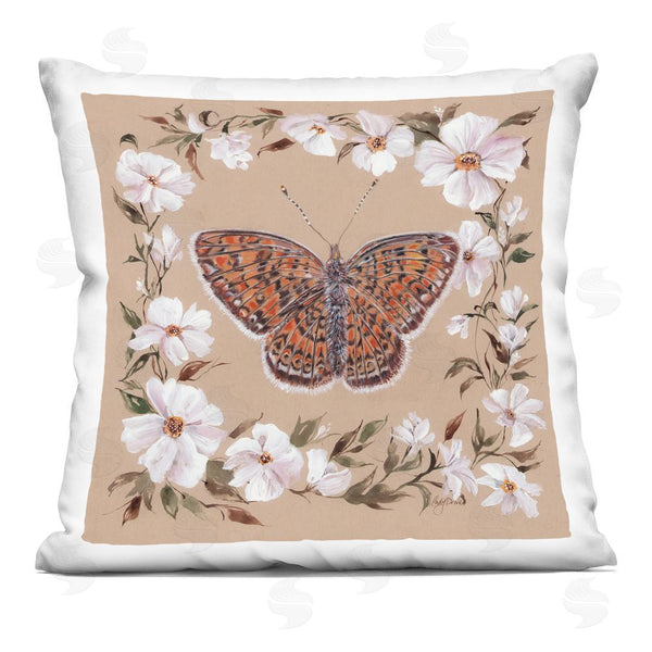 stupell industries Cady Driver | Vintage Butterfly with Blossom Border Printed Throw Pillow