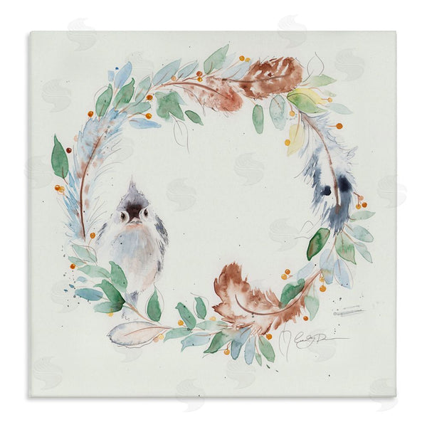 stupell industries Cady Driver | Wispy Bird & Botanical Wreath Wall Art