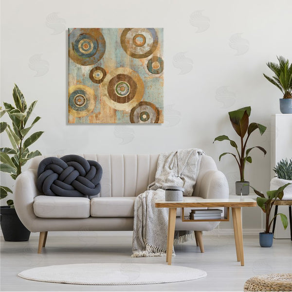 Stupell Industries Cam Richards | Geometric Circles Layered Abstract Painting Industrial Rust Tones Wall Art