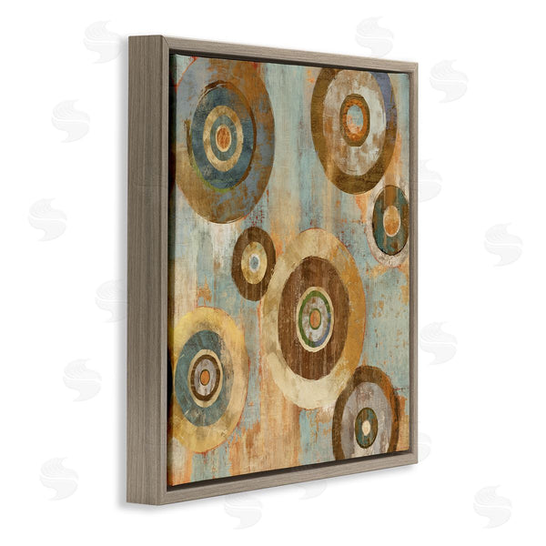 Stupell Industries Cam Richards | Geometric Circles Layered Abstract Painting Industrial Rust Tones Wall Art