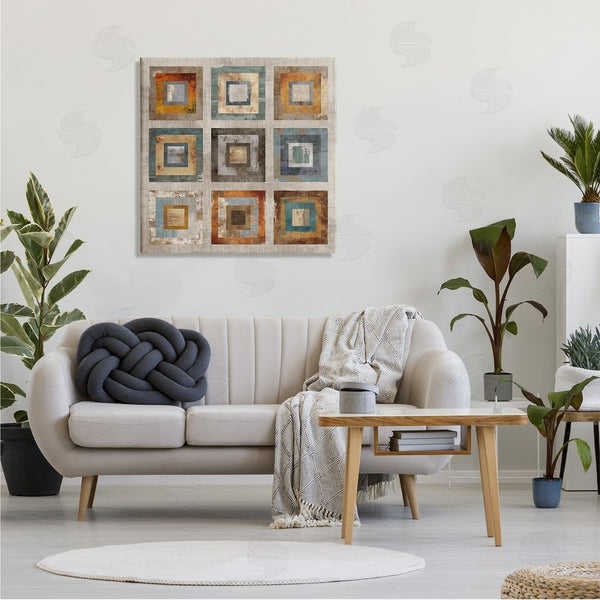 Stupell Industries Cam Richards | Layered Square Collage Industrial Rust Tones Abstract Shapes Wall Art