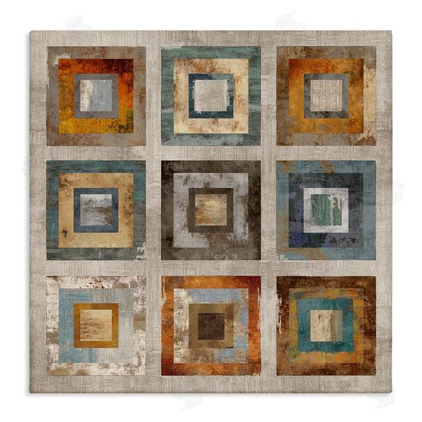 stupell industries Cam Richards | Layered Square Collage Industrial Rust Tones Abstract Shapes Wall Art
