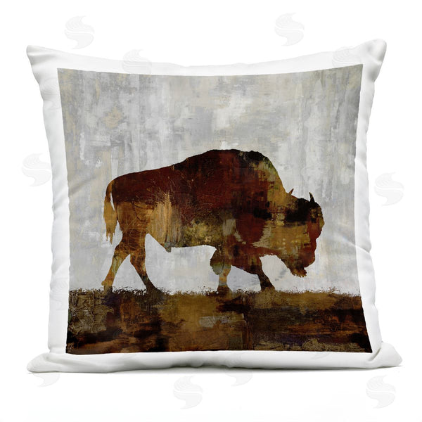 Stupell Industries Carl Colburn | Brown Bison Silhouette Distressed Woodland Nature Printed Throw Pillow