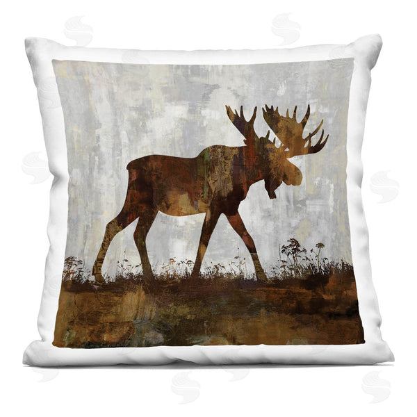 stupell industries Carl Colburn | Moose Stepping Forest Silhouette Rustic Design Printed Throw Pillow