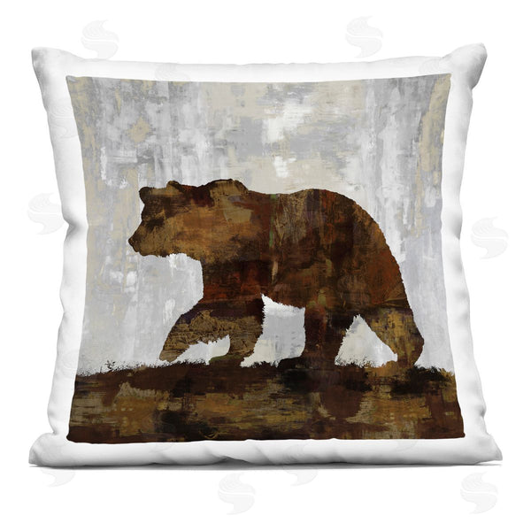 stupell industries Carl Colburn | Rustic Brown Bear Woodland Nature Animal Printed Throw Pillow