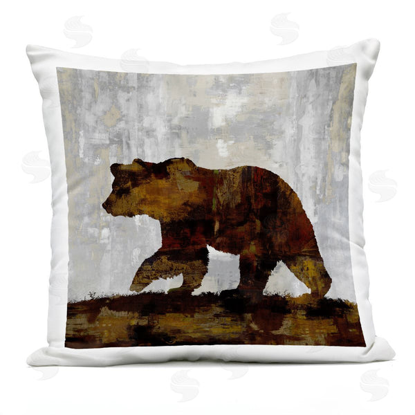 Stupell Industries Carl Colburn | Rustic Woodland Bear Stepping Printed Throw Pillow