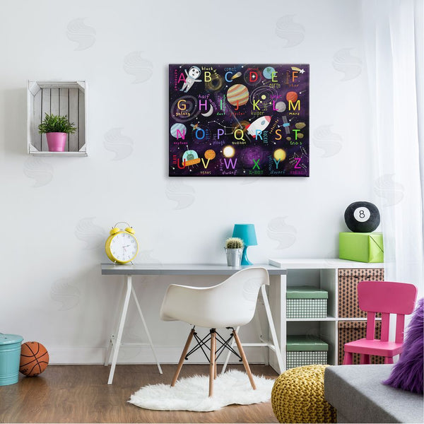 Stupell Industries Carla Daly | Alphabet Teaching Outer Space Astronomy Words Letters Wall Art