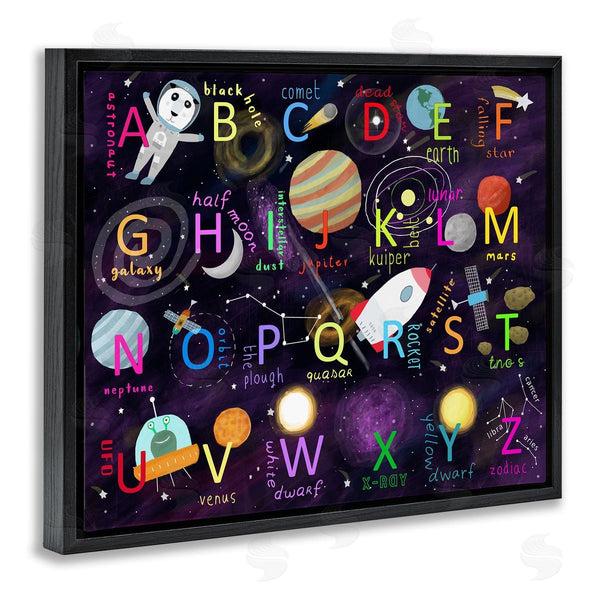 Stupell Industries Carla Daly | Alphabet Teaching Outer Space Astronomy Words Letters Wall Art